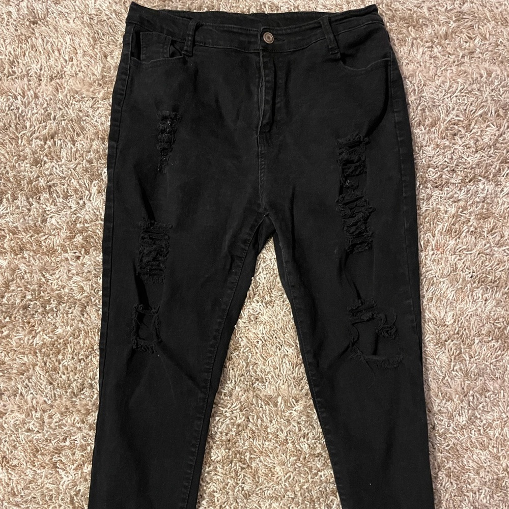 Distressed black jeans